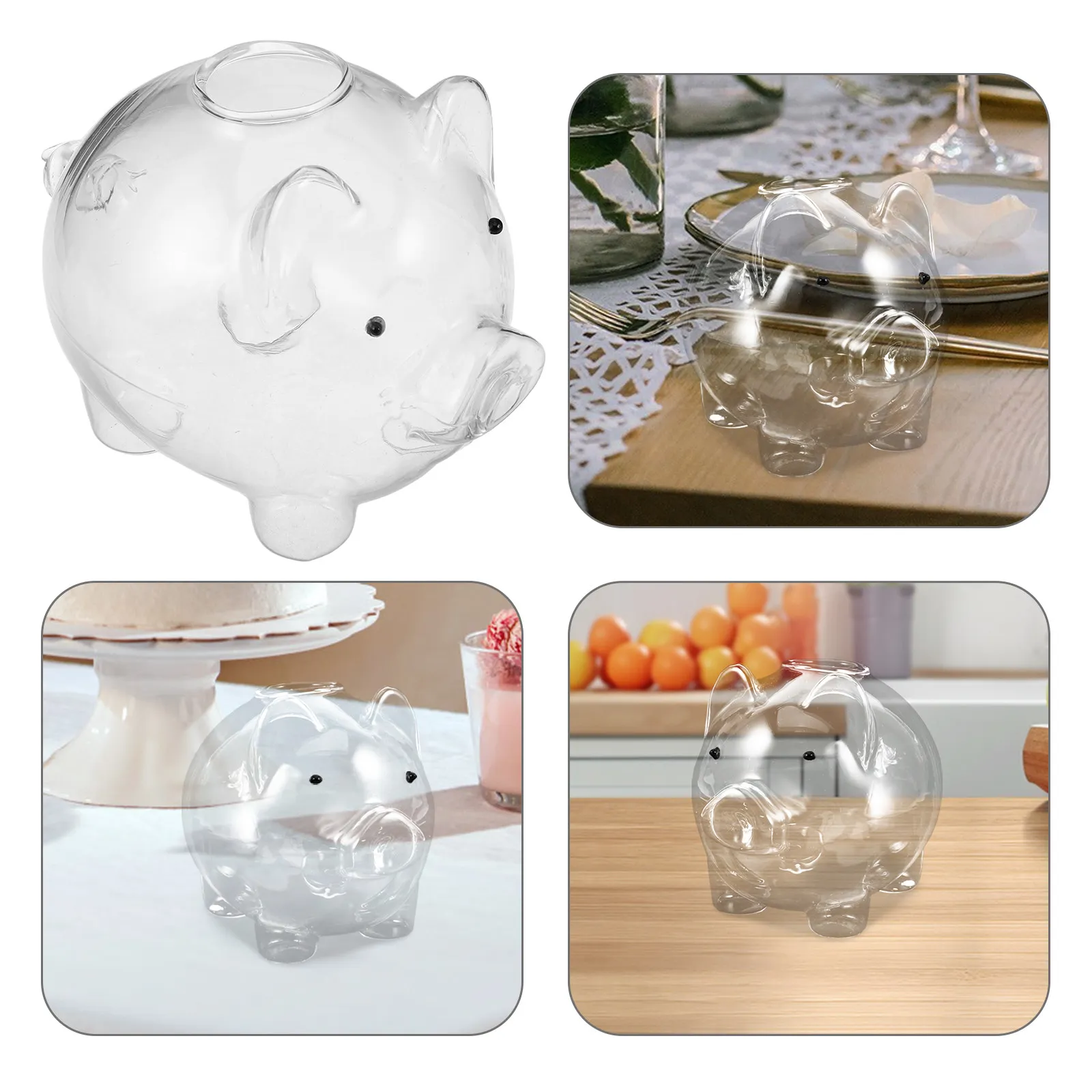 Cute Pig Cocktail Glass Clear Glass Cup for Cold Drinks Wine Juice Cappuccino Party Bar Glassware Reusable Water