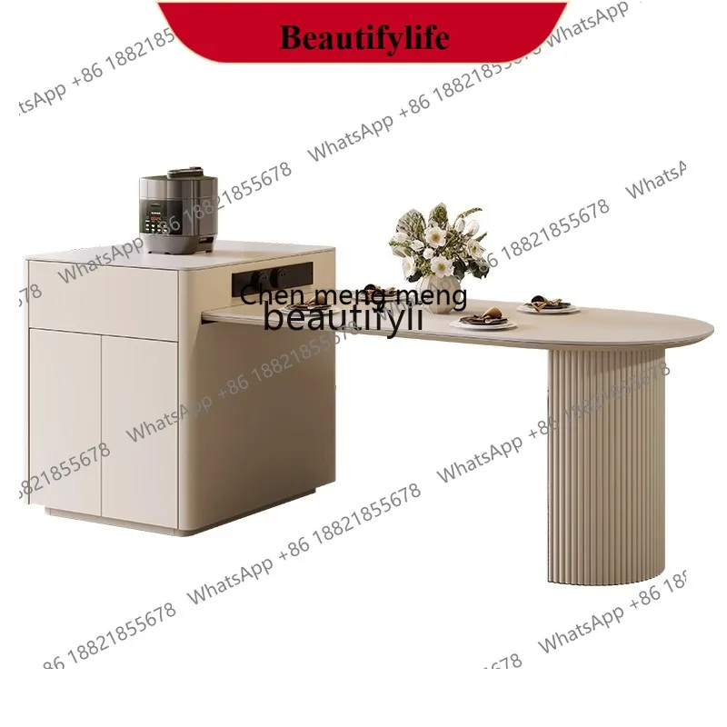

z183 Semicircular island table dining table integrated household slate retractable small apartment French light luxury high-end