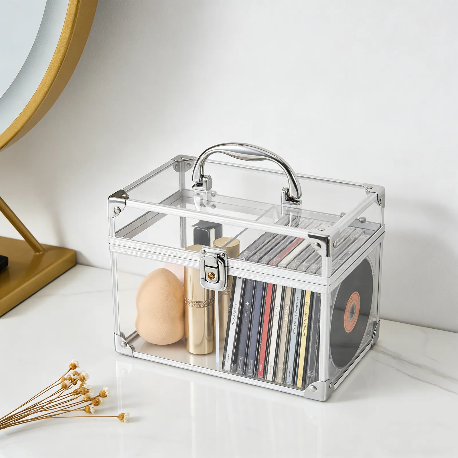Acrylic Vinyl Record Case Transparent Dustproof Clear Display Organizer for Vinyl Records Cds Dvds Stackable Media Storage Box