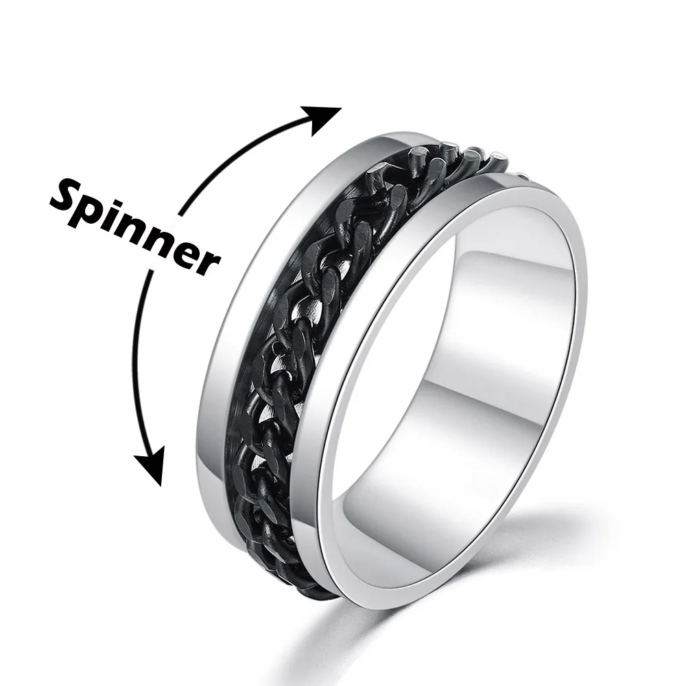 Anxiety Ring Fidget Spinner Rings For Women Men Stainless Steel Rotate Freely Cat Moon and Star Anti Stress Accessories Jewelry