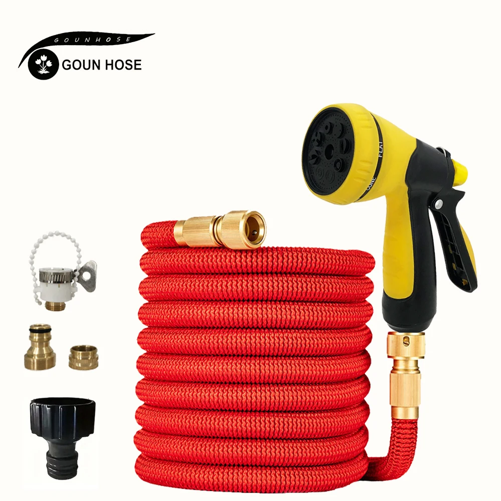 

25-125 Garden Watering Hose Multifunctional Car Wash Water Gun Flexible And Stretchable Rubber Hose For Lawn Irrigation And Car