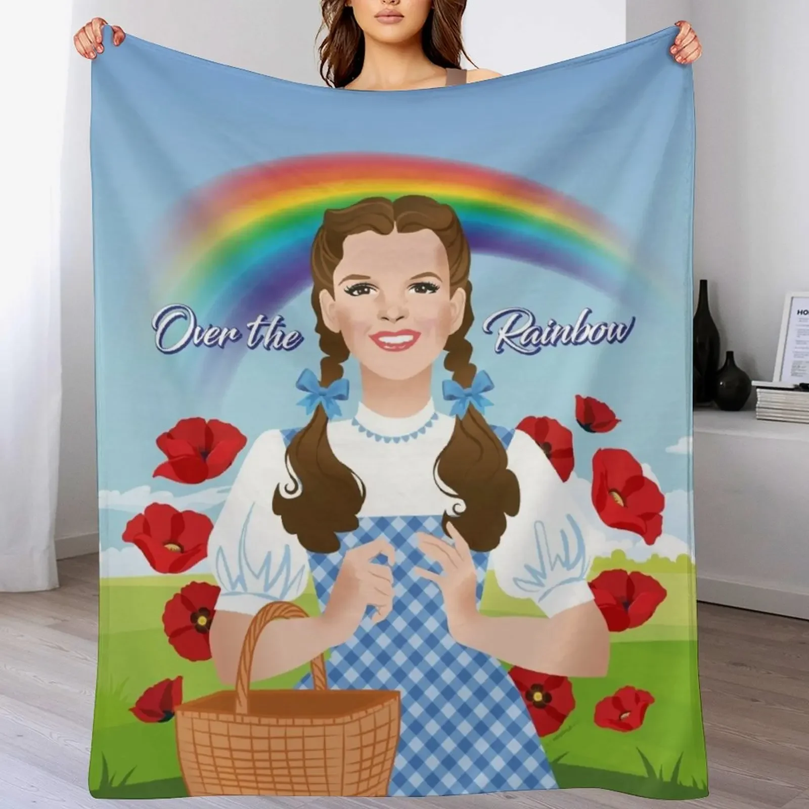 

Rainbow girl Throw Blanket Picnic Soft Plaid Polar Nap Blankets