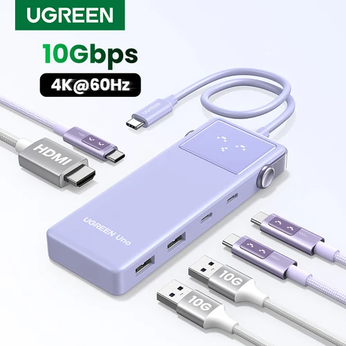 UGREEN USB HUB Uno tipo C a 4K60Hz HDMI PD100W 10Gbps USB-A/USB-C divisor para MacBook Air Pro Dell accesorios para portátiles acoplamiento