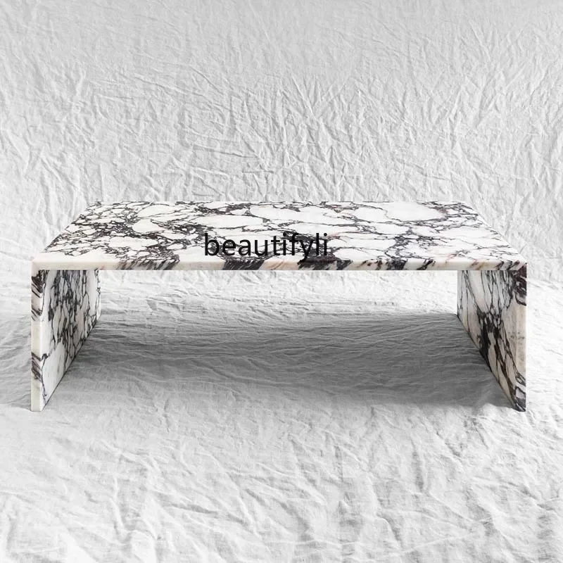 

2 yj15 Nordic Style Minimalist Natural Marble Art Tea Table Square Designer Sample Room Coffee Table