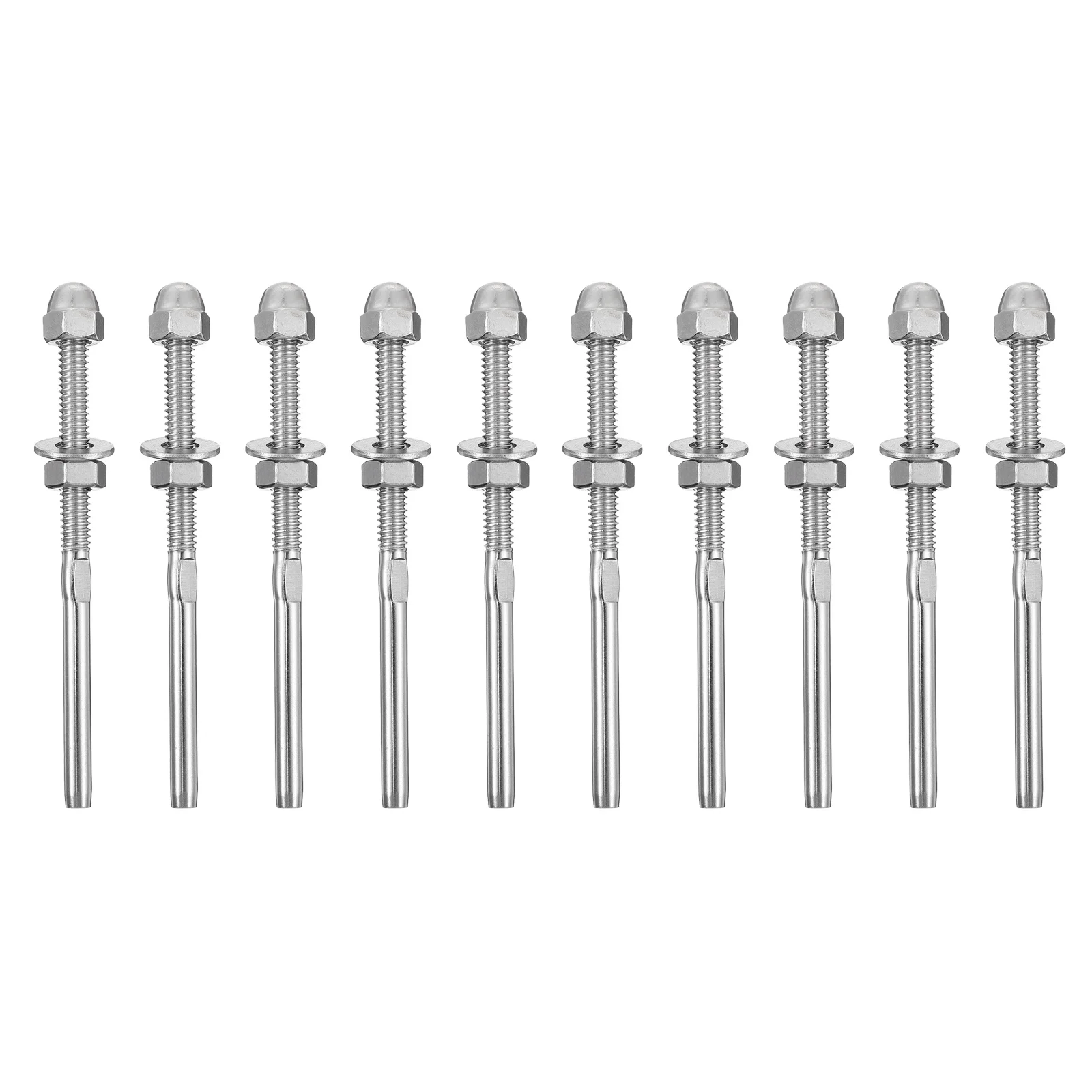 10Pcs Stainless Steel Cable Connector Terminals End Terminal Rust Proof for Indoor Outdoor Deck Stair Railing Systems