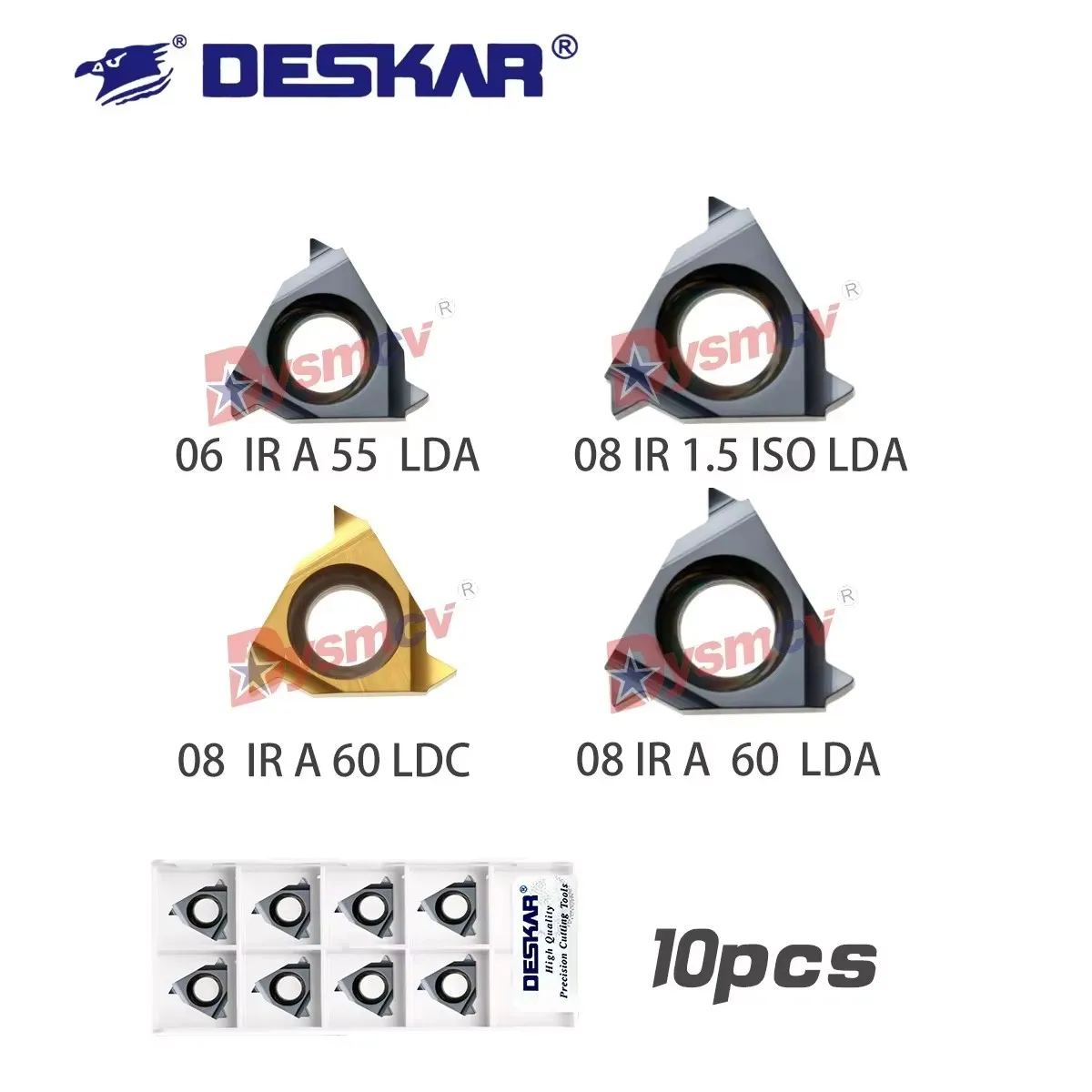DESKAR Numerical Control Internal Thread Cutting Inserts 08IR A60 LDC Processing Steel Parts 06/08IR A55/60 LDA General Material