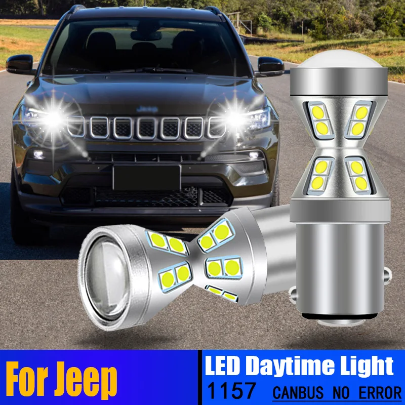 2Pcs Car1157 P21/5W BAY15d Canbus No Error LED Daytime Running Light Bulbs DRL WHITE Ice Blue Day Lamp For Jeep Renegade 2015-up