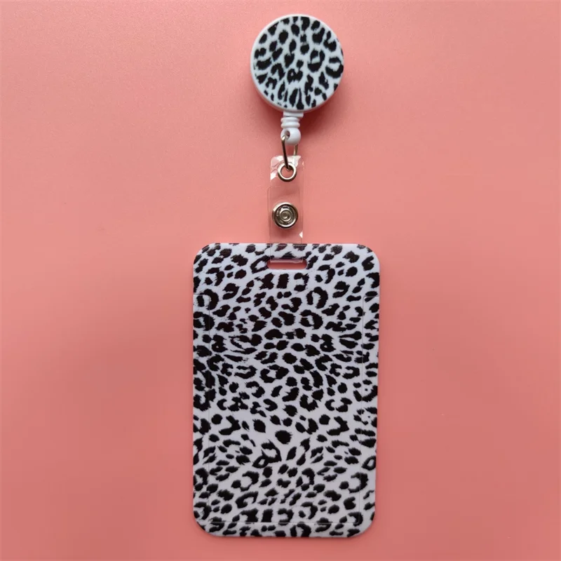 Leoparden-Kartenhalter mit horizontaler einziehbarer Schnalle, Business-Abzeichenrolle, Clip für Damen, Kartenhalter, Ärzte, Krankenschwestern, Hängen Sie Zertifikate – Detail 18