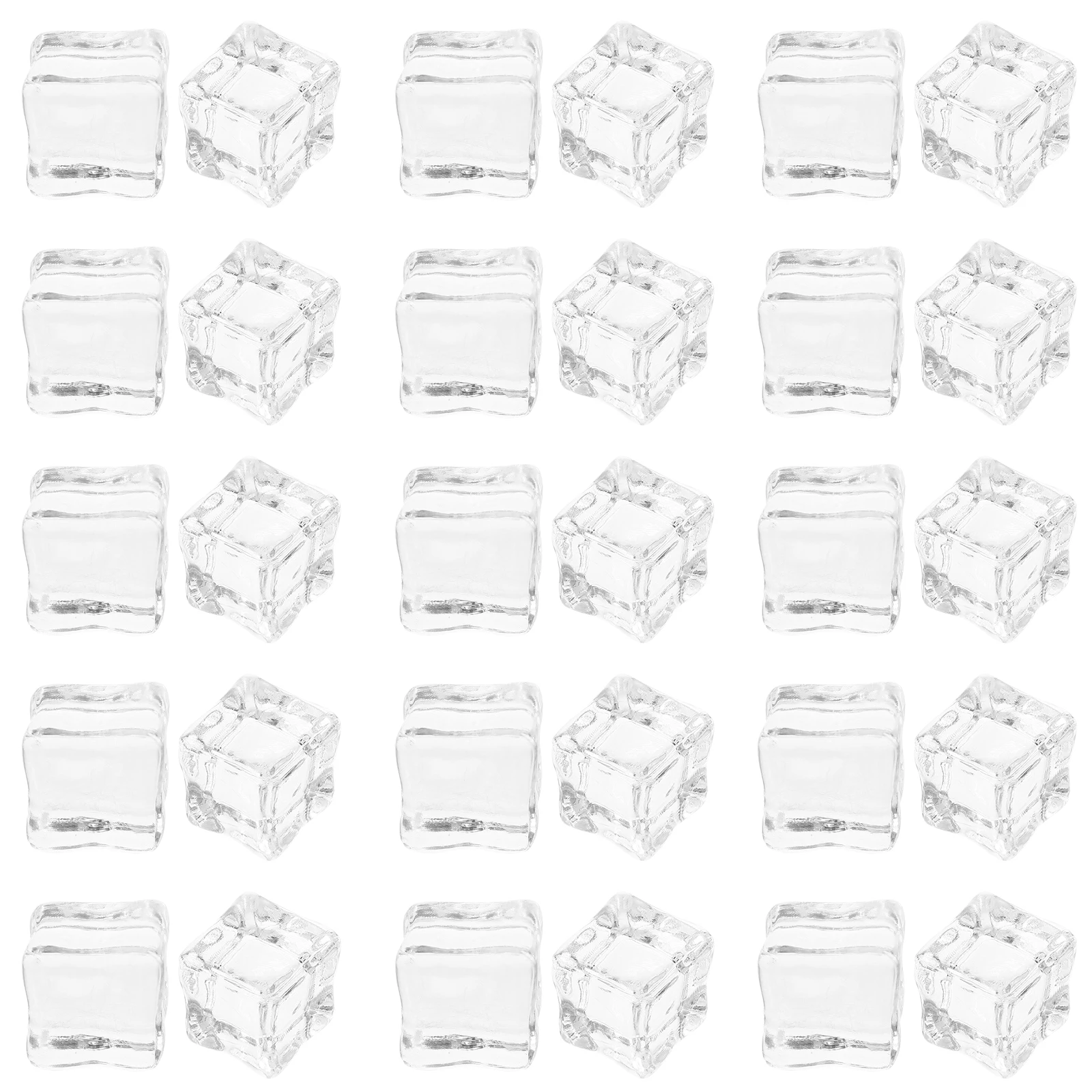 

30Pcs Reusable Artificial Resin Ice Cubes Transparent Faux Simulation Ice Cubes Photography Photo Props Party Decor