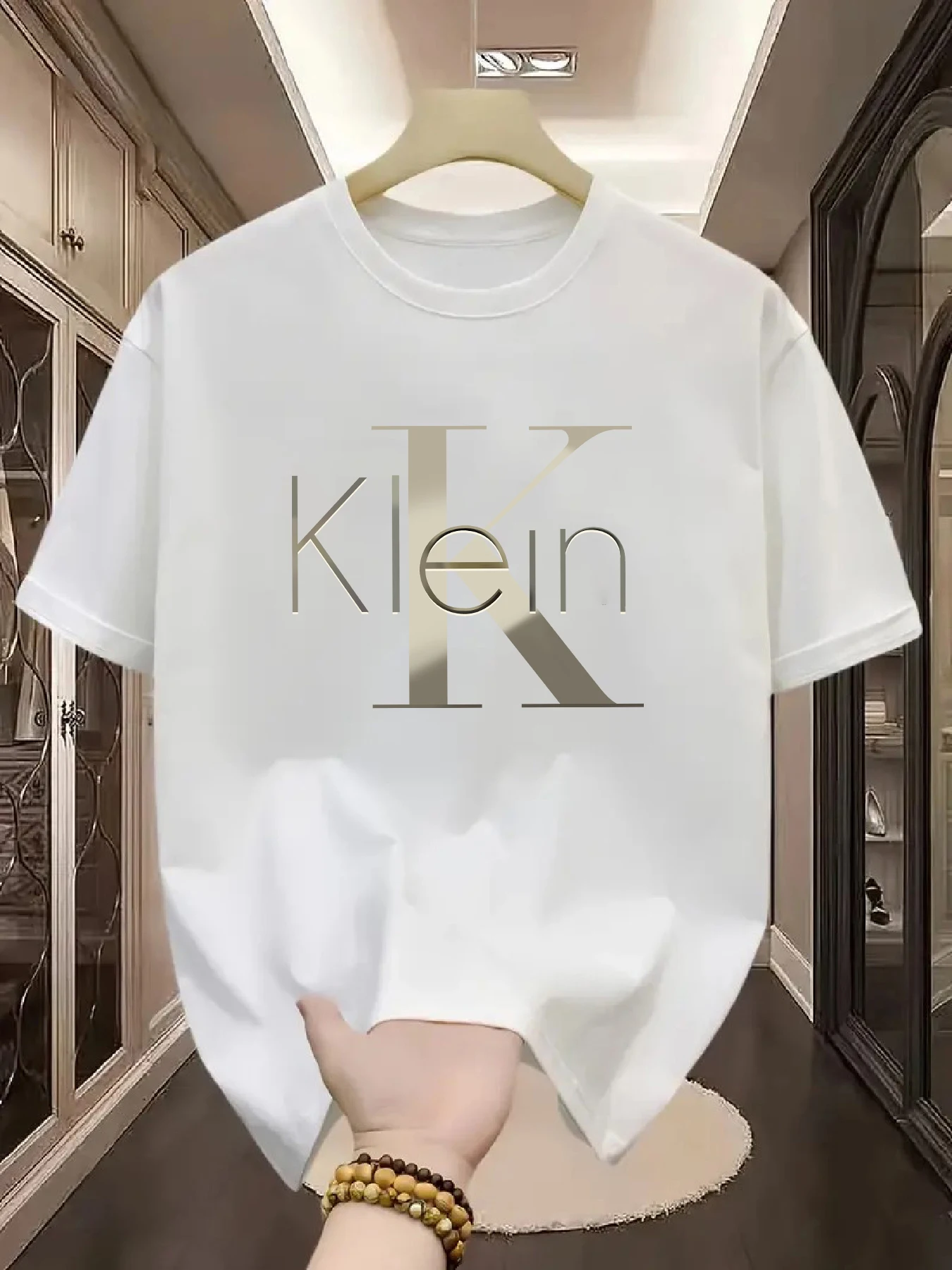 Metallic Letter K Graphic Tee for Men Women Perfect Casual Streetwear Style Sport Breathable Y2K Short Sleeve Summer Top Clothes