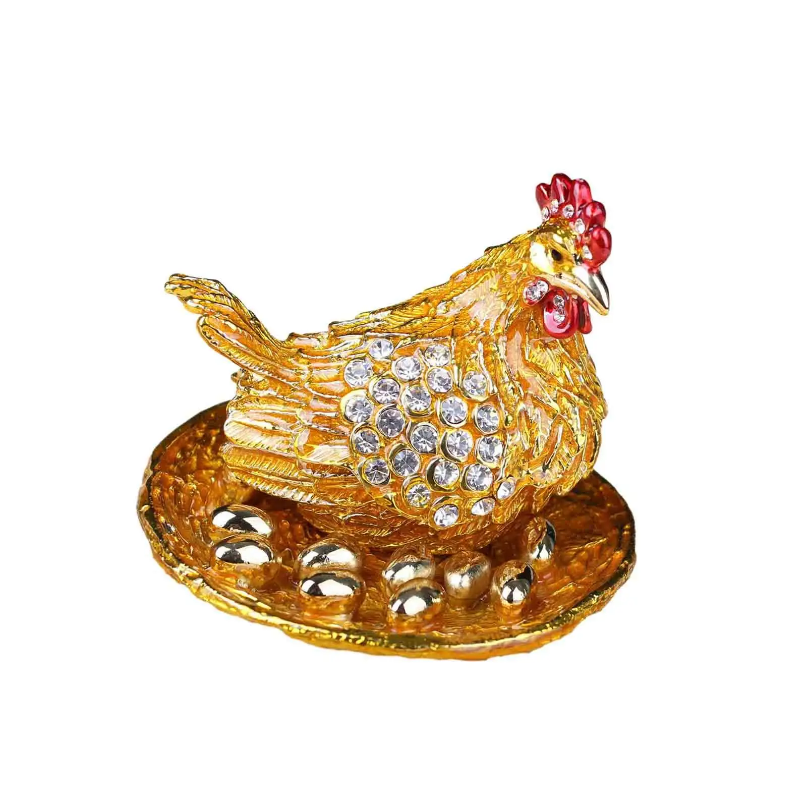 

Hen Hatching Eggs Jewelry Box Figurine Chicken Statue for Women Storage Case for Earrings Stud Rings Bracelet Necklace Pendant