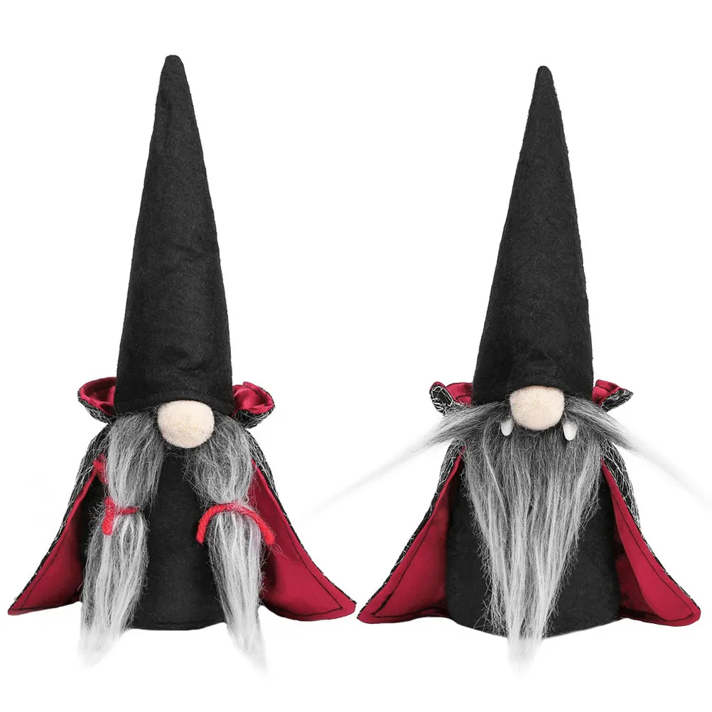 

2Pcs Faceless Witch Cloak Halloween Decorations Black Red Mysterious Desktop Ornament Party Table Decor Halloween