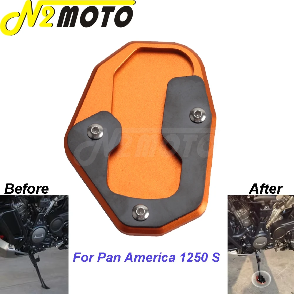 Motorcycle Kickstand CNC Foot Stand Support Plate For Harley Pan America 1250 RA1250S RA1250 S PA1250 RH1250S 21+ Orange Silver