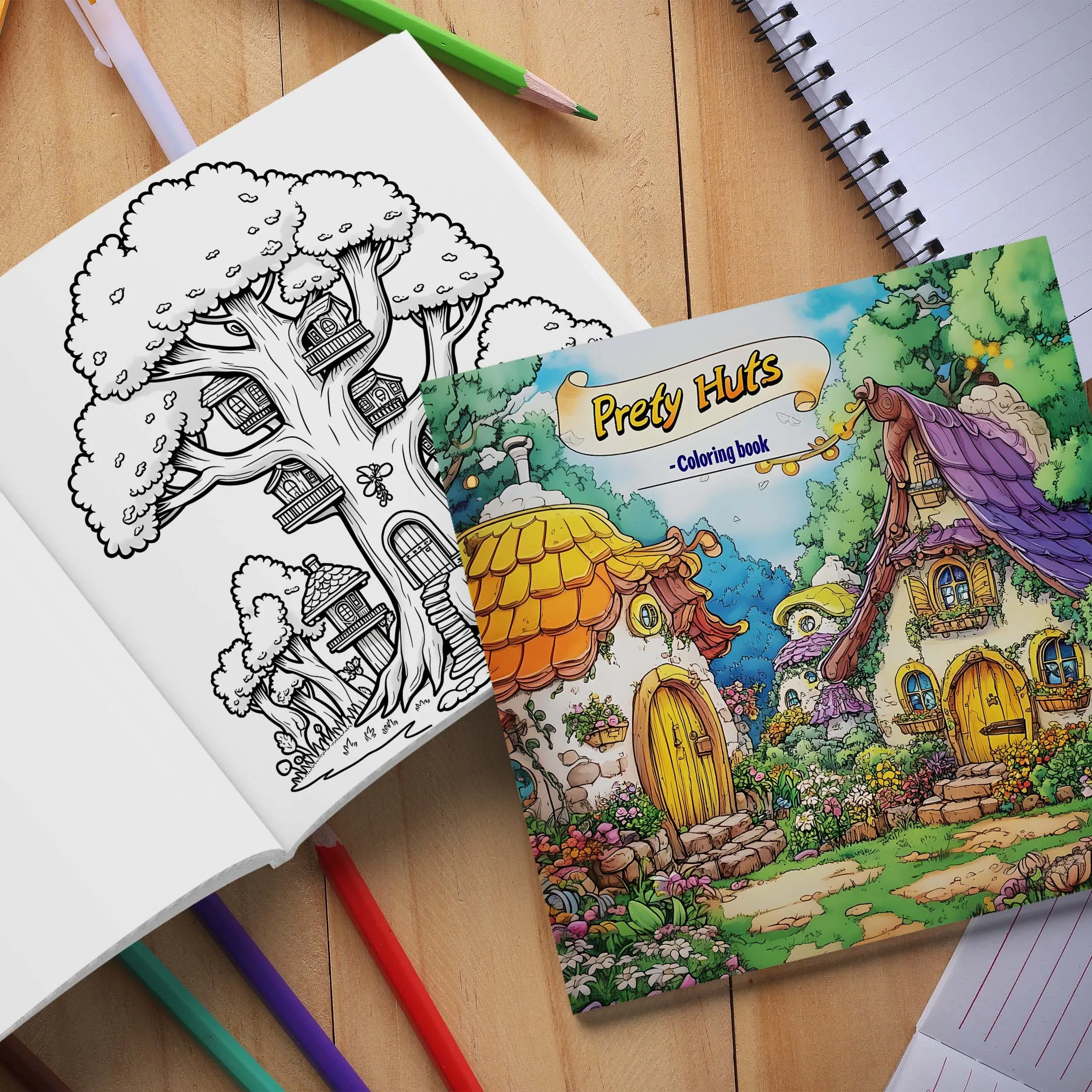 1pc Prety Huts Coloring Book 24 Page for Bold-easy House Patterns Adults Cute Drawing Book Perfect Gift for Party and Birthday