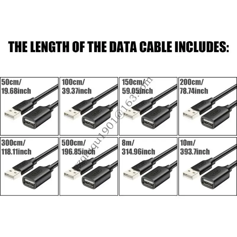 USB 2.0 Male to Female Extension Cable for 480Mbps Fast Data Transfer and Charging for Computers and Mobile Power H05A