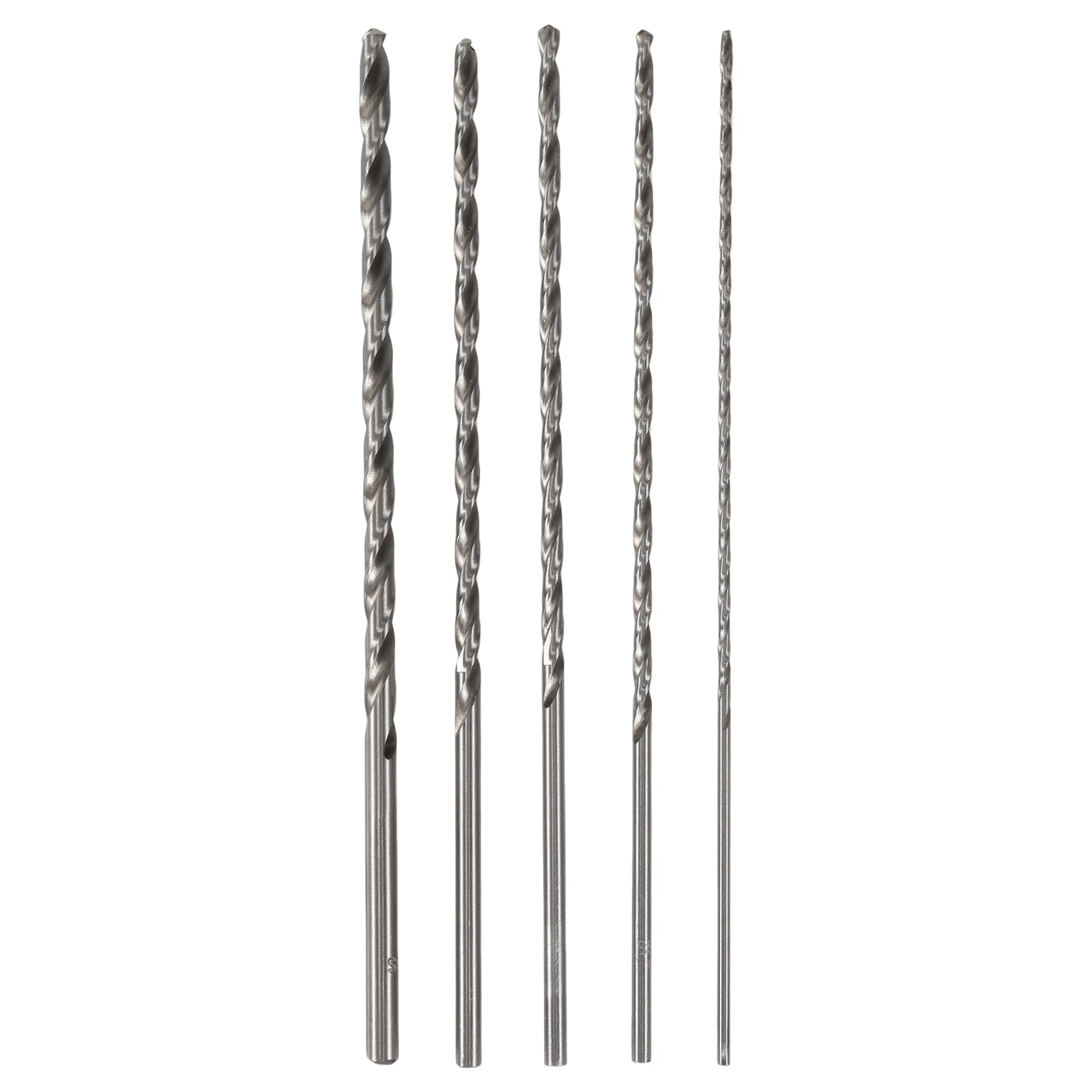 5PCS Extra Long High-speed Steel Drill Bit Sets Straight Shank Twist Drill Bit Tool 2-5mm for Wood