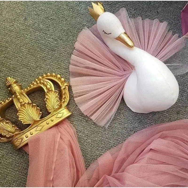 Pink Crown Swan Wall Hanging Decoration Nordic Children\'s Family Room Decoration Ornaments Bedroom Shooting Props Baby Toy Doll