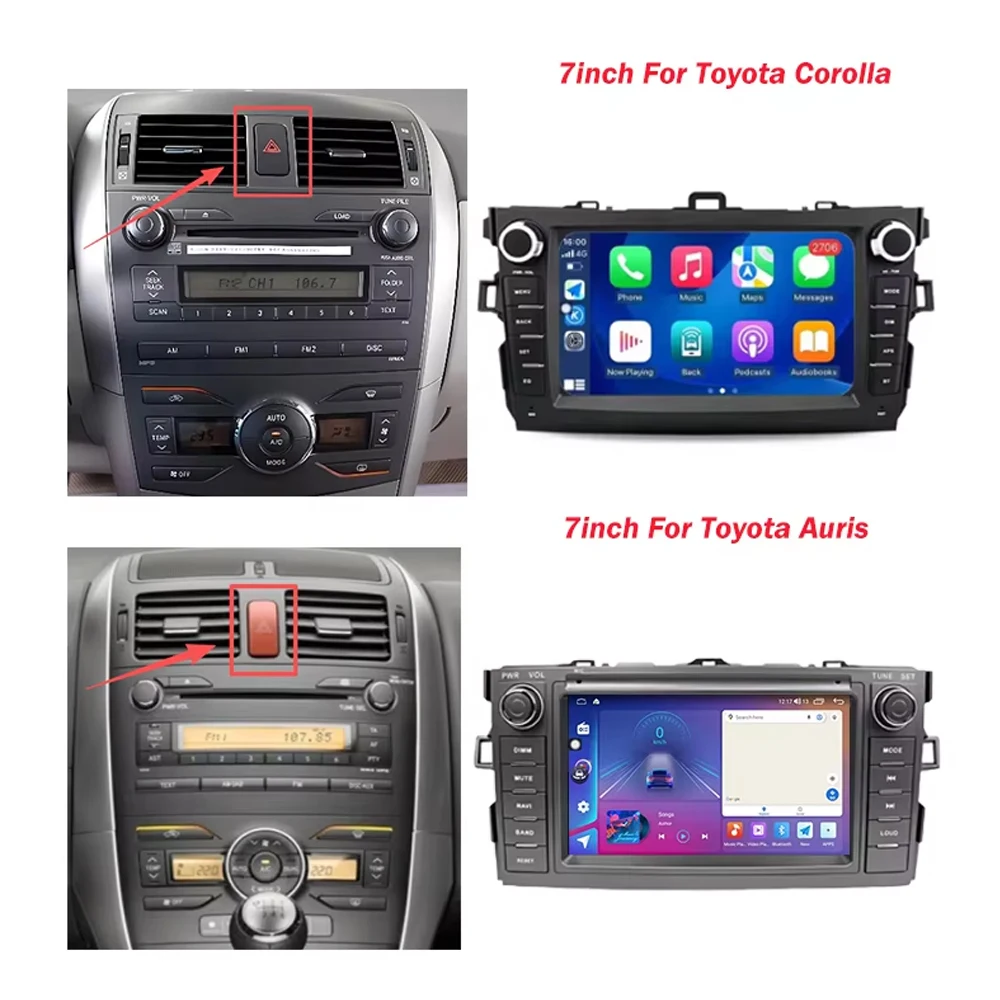 Car Radio For Toyota Corolla E140/150 2007-2013 For Toyota Auris E150 2006-2012 Android Auto Multimedia Player GPS Navigation 4G