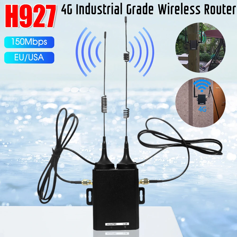 

H927 Wi-Fi-маршрутизатор промышленного класса 4G LTE Маршрутизатор для SIM-карты 150 Мбит/с Высокоскоростной маршрутизатор для SIM-карты 4G LTE с маршрутизатором для внешней антенны