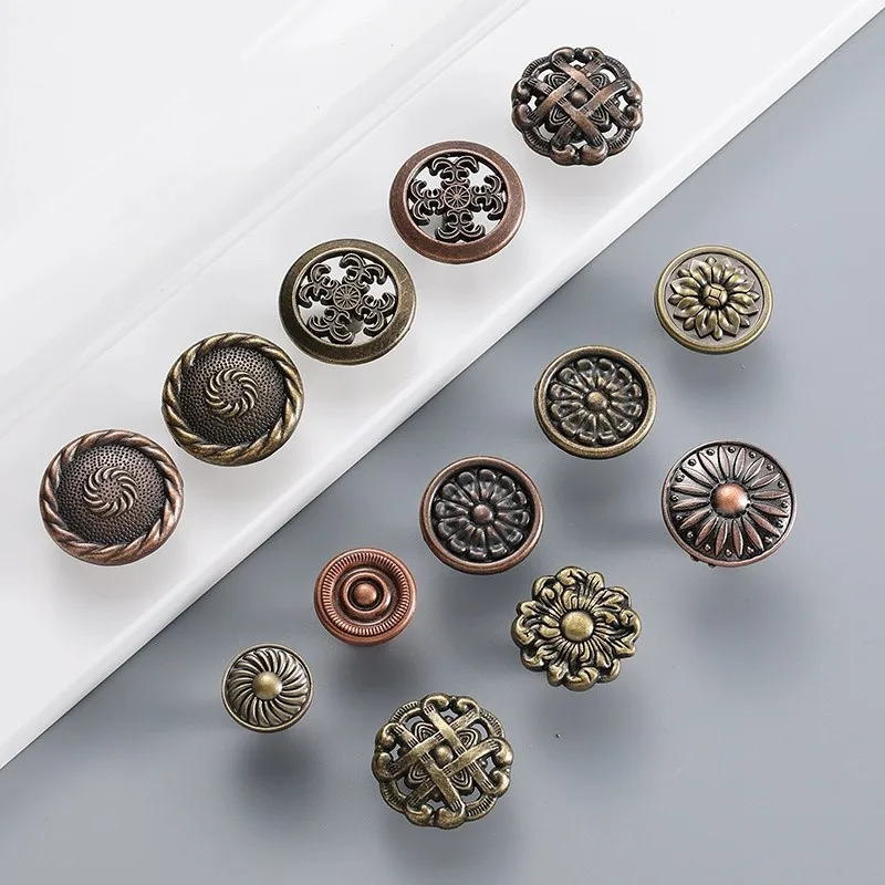 1PC American Style Single Hole Drawer Cabinet Door Small Handle Round Knobs Vintage Alloy Single Hole Handles