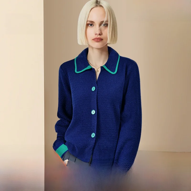 

Diffie Rieger Vintage Collar Knitwear Outerwear Women's Autumn New Sle Ele Beautiful Knitted Open Cardigan Top