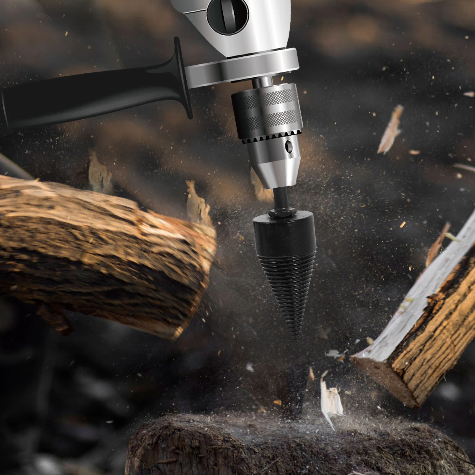 

1pc 42Mm Triangle Handle Wood Chopping Tool Electric Drill Bit For Splitting Hardwood Anti-Skid Design Woodworking Tool Wood