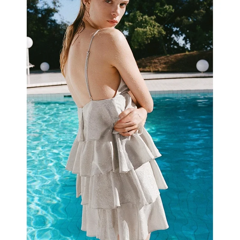 เสื้อผ้าผู้หญิงสำหรับฤดูร้อน รุ่น Dr Metal Color Line Splicing ชั้นในแบบ V-neck สายเดี่ยว ผ้าโพลีเอสเตอร์ 100% รุ่น 6344