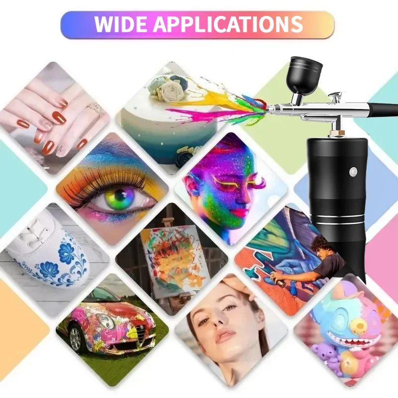 Mini Kit de compresseur d'air de pulvérisation d'oxygène, brosse à Air, pistolet de pulvérisation, processus de tatouage des ongles, outil de pulvérisation Nano