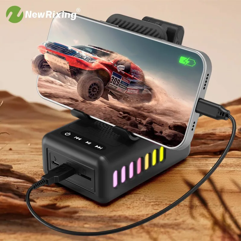 NewRixing 6W Kabellose Lautsprecher mit Telefonhalter, mobiler Powerbank, TWS, USB, TF, RGB-Beleuchtung, eingebautem Mikrofon, Freisprechfunktion. – Detail 3