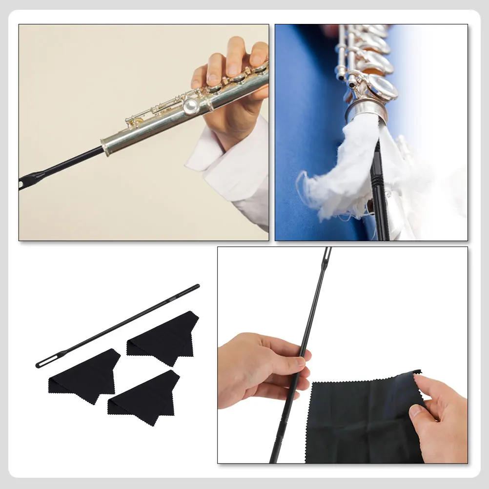 

1 set Cleaning Rod Cloth Set for Flute Clarinet Saxophone Portable Instrument Maintenance Kit Thin Cleaning Tools kit flute