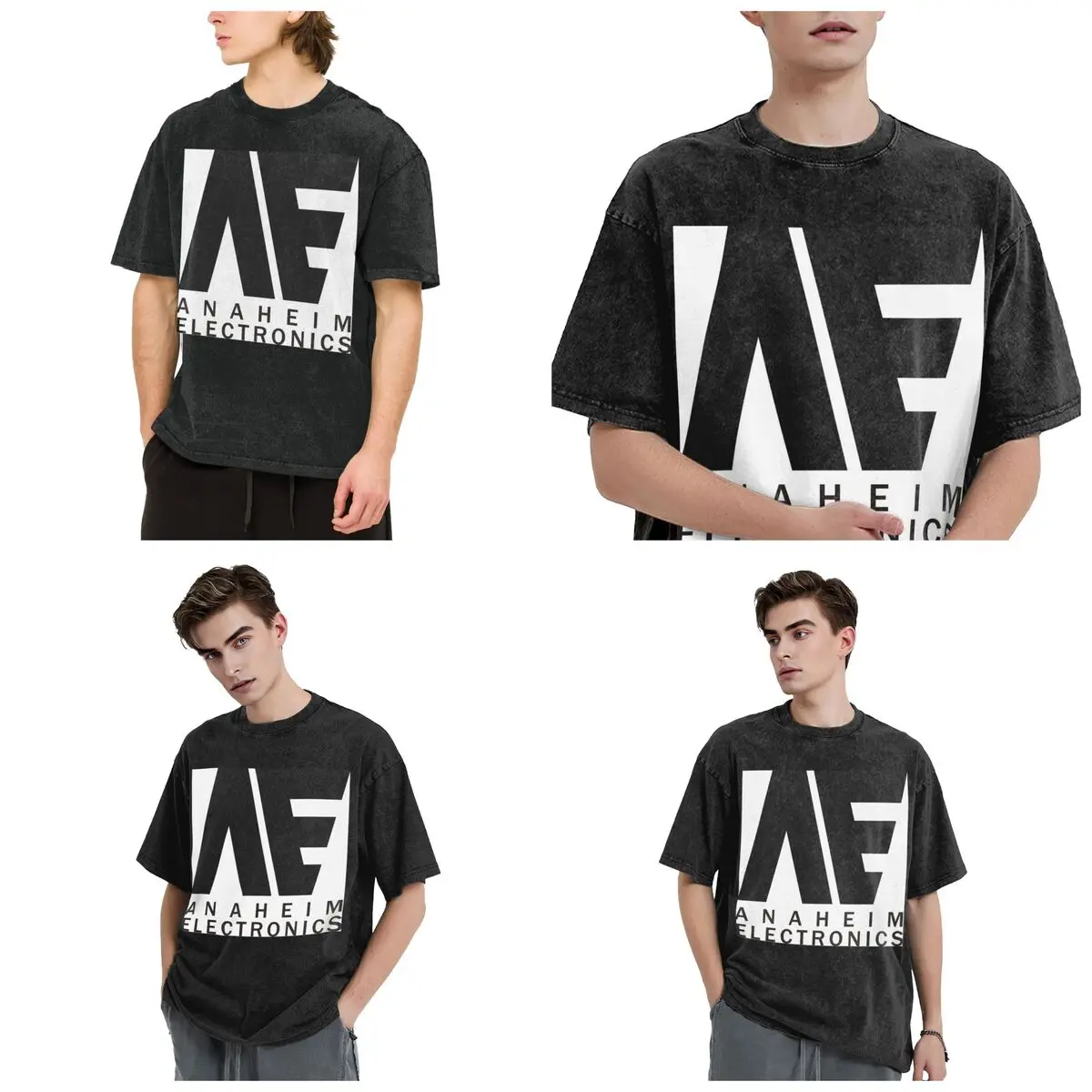 Streetwear T-Shirts Anaheim Electronics Washed T Shirt Short Sleeve Hip Hop T-Shirt Tops Tees for Men Women