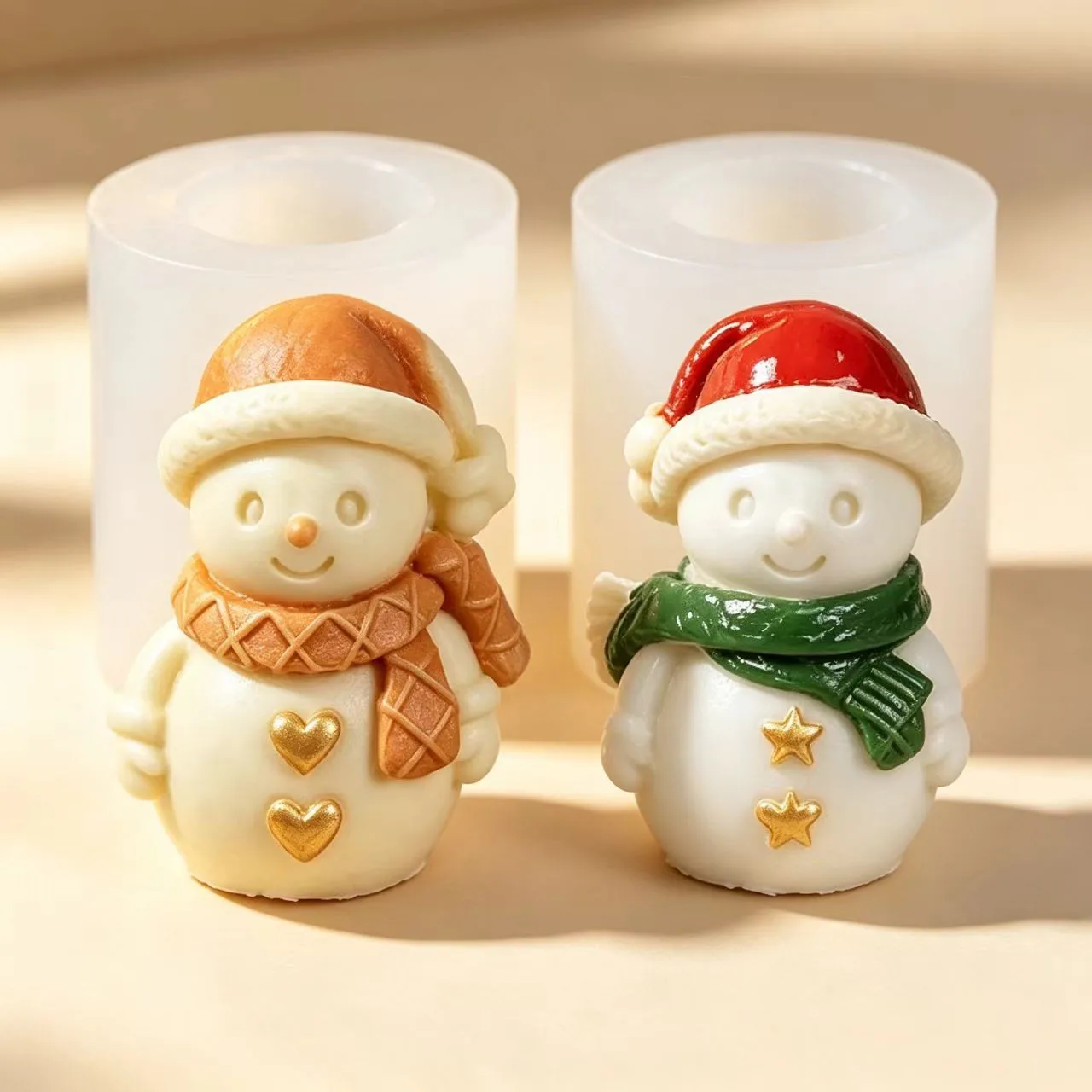Mini Snowman Santa Claus Candle Molds DIY 4PCS/Set Christmas Theme Craft Ornaments Plaster Resin Mold Handicraft Making Mould