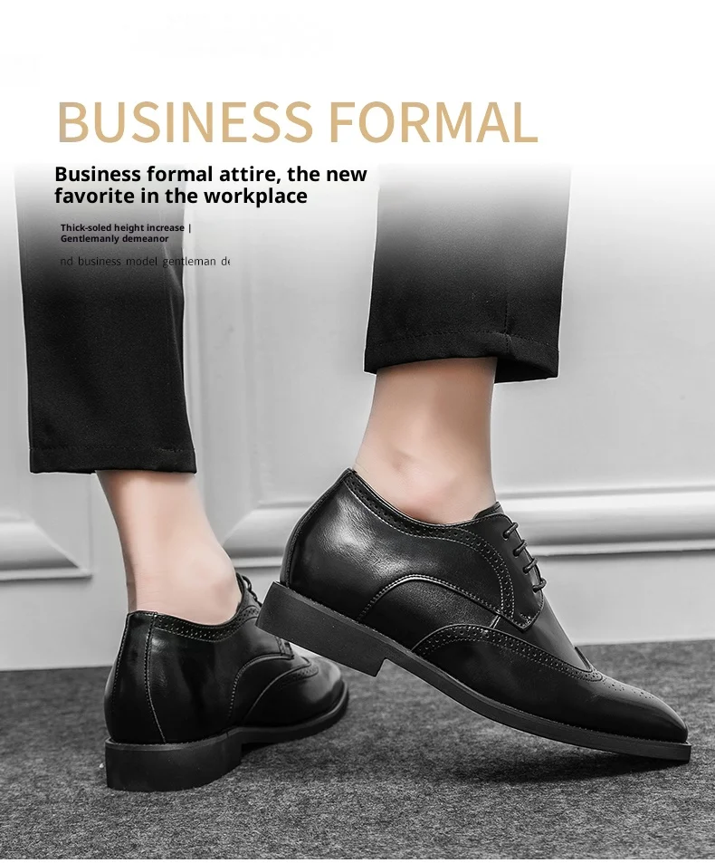 Brogue-Schuhe für Herren, weißes Lackleder, 6 cm, versteckte Höhenerhöhung, Einlegesohlen, formelle Kleidung, lässige Oxfords für Hochzeit, Business – Detail 7