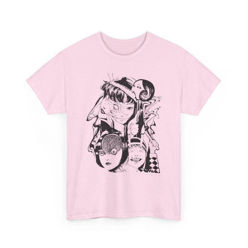 Summer Hot Sale Junji Ito Horror Manga Collage Print T-shirt Y2K Men Women Gothic Cotton T-shirt Retro Graphic Oversized T Shirt