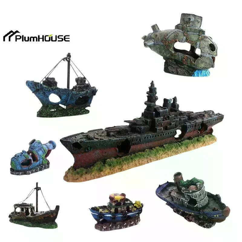 Aquarium Resin Sunken Ship Dec - Saltwater Tank 评论和价格