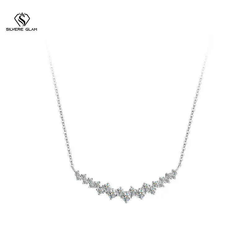 

SG 0,86 карата муассанит ожерелье из стерлингового серебра 925 пробы для женщин D VVS1 муассанит с подвеской в виде улыбки ювелирные изделия