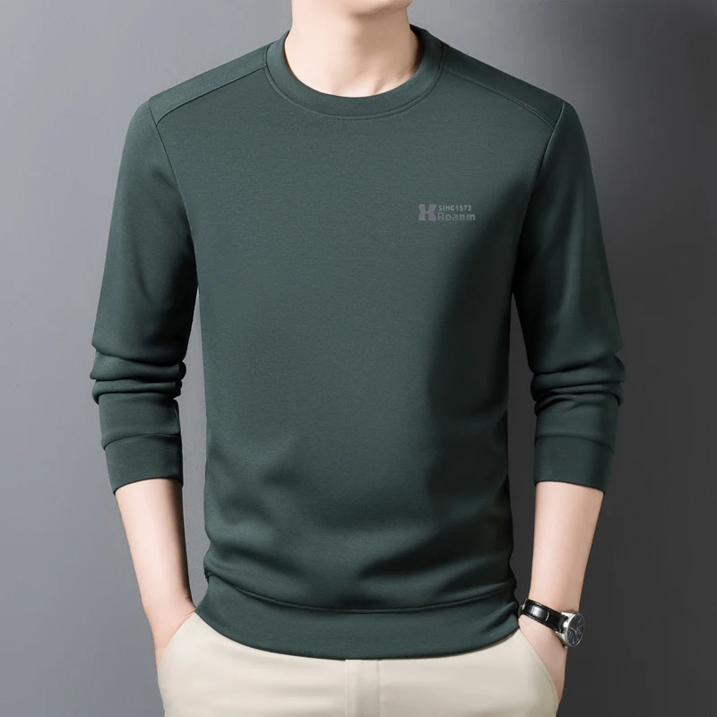 سويت شيرت برقبة دائرية وأكمام طويلة، قميص حريري بلون سادة للخريف والشتاء، قميص أساسي عصري للخريف #2