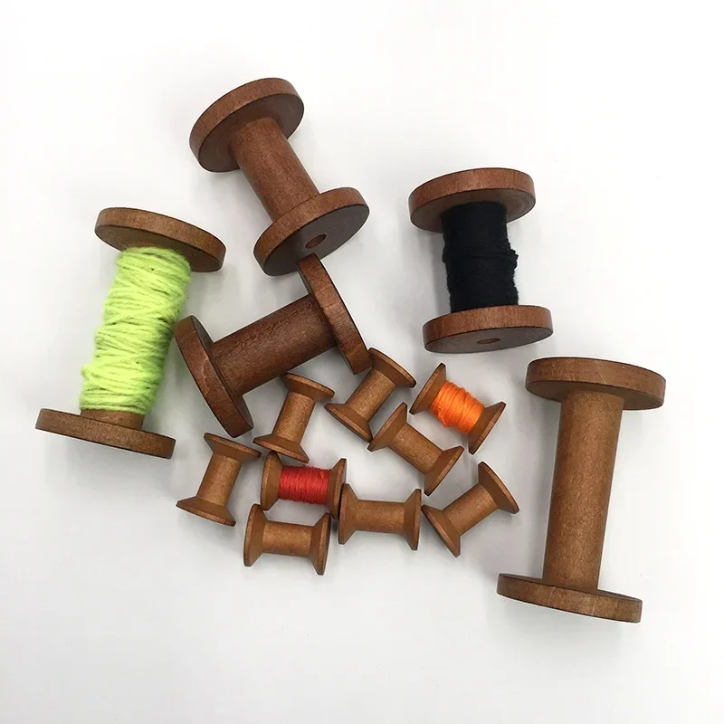 

1Pc Vintage Wooden Spools DIY Reels Organizer for Sewing Ribbons Twine Wood Crafts Tools Thread Wire Spool Needlework Supplies
