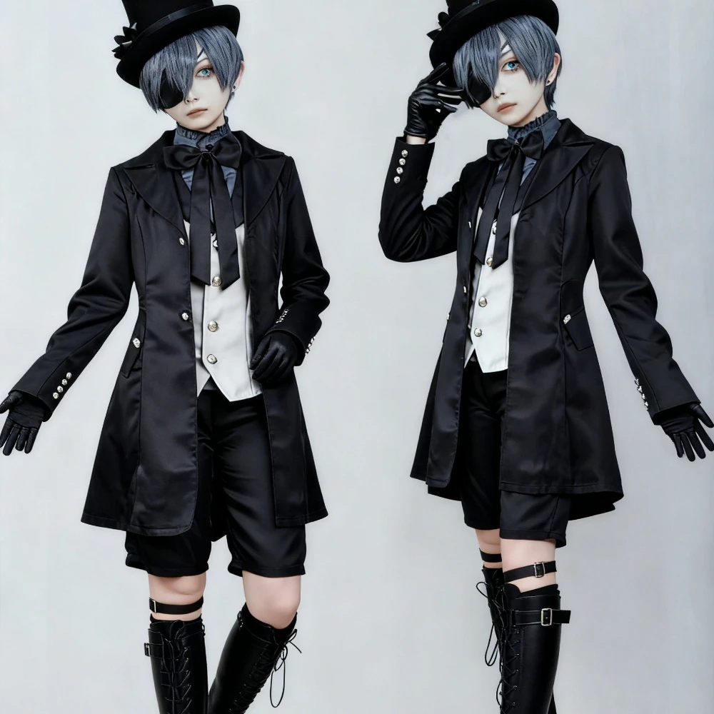 日本のアニメ黒執事シエル・ファントムハイヴコスプレ衣装トップ - Black Face Mask Pack のレビューと価格