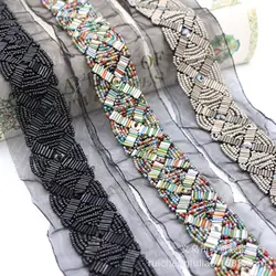 Hand-sewn Heavy Duty Rice Bead Clothing Accessories Mesh Handmade Nail Bead Lace Trim DIY Women's Clothing