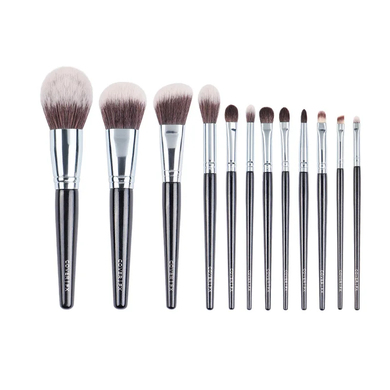 Custom Makeup Brushes Logo Natural Hair Aluminum Tube Solid Wood Paint Handle 11Pcs Cover Fx Series Makeup Brush Set