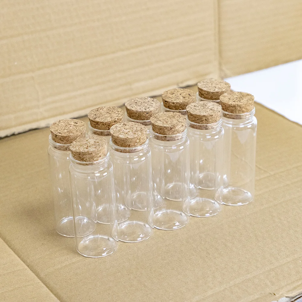 12pcs/Lot 65ml 37*90mm Small Glass Bottle Stopper Corks Glass Jars Storage Tiny Spice Test Tube Bottle Candy Containers Vial