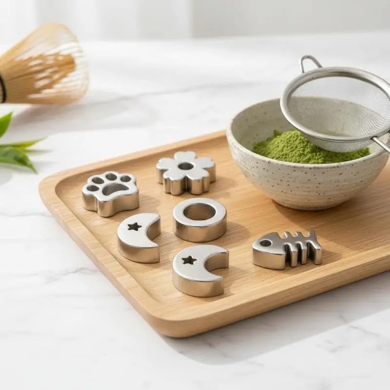 3Pcs Stainless Steel Matcha Sifter Set With Multiple Cute Shape Molds And Fine Mesh Perfect For Home Baking Matcha Making Coffe