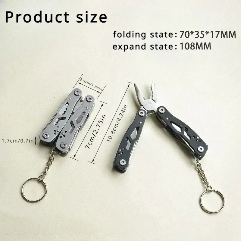 Mini Portable Camping Pliers Multi-functional Pliers Keychain Small Tool Stainless Steel Folding Pliers Outdoor Tools