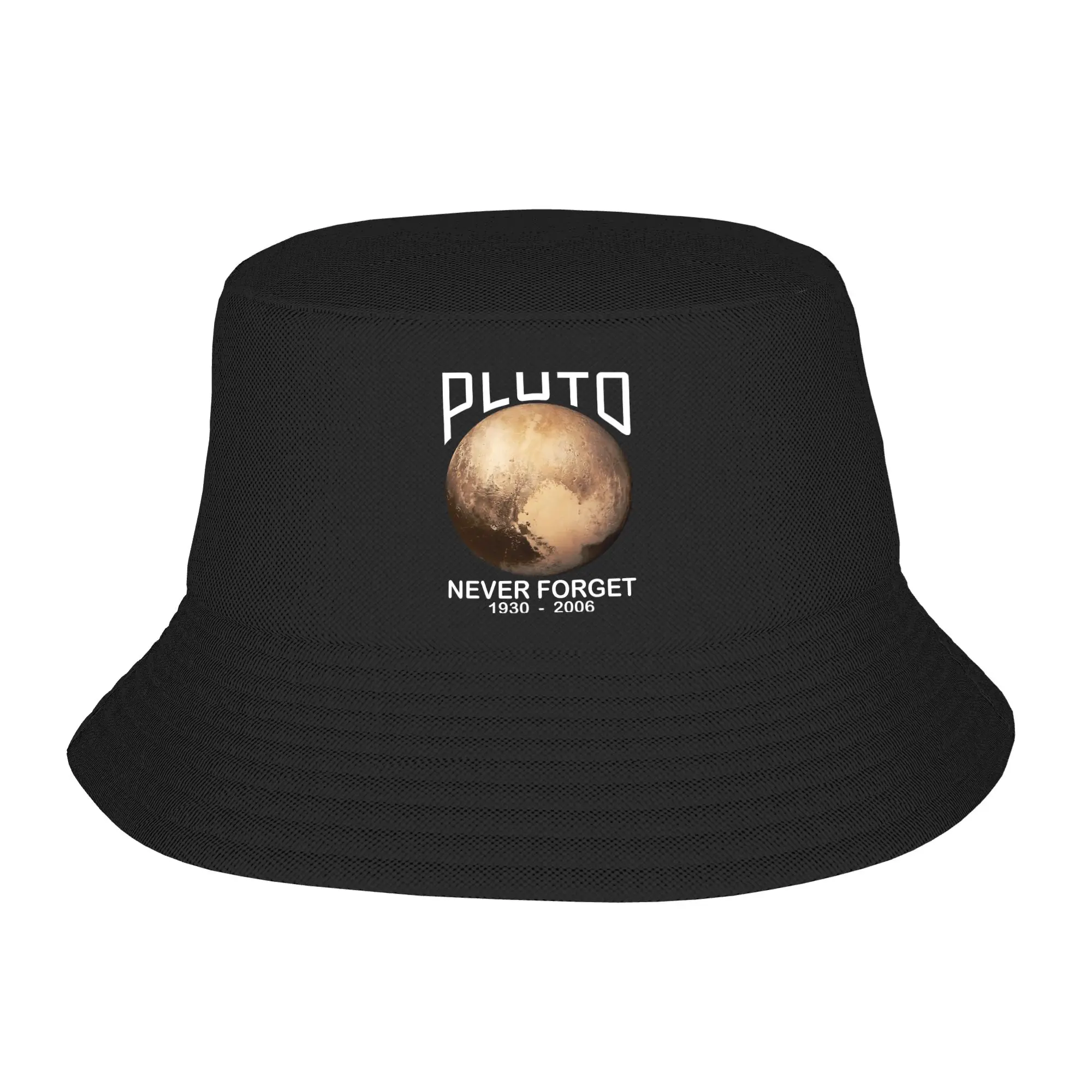 Vocation Getaway Headwear Pluto Never Forget 1930 - 2006 20th anniversary Outfit Bucket Hats Harajuku Teen Sun Bob Hats