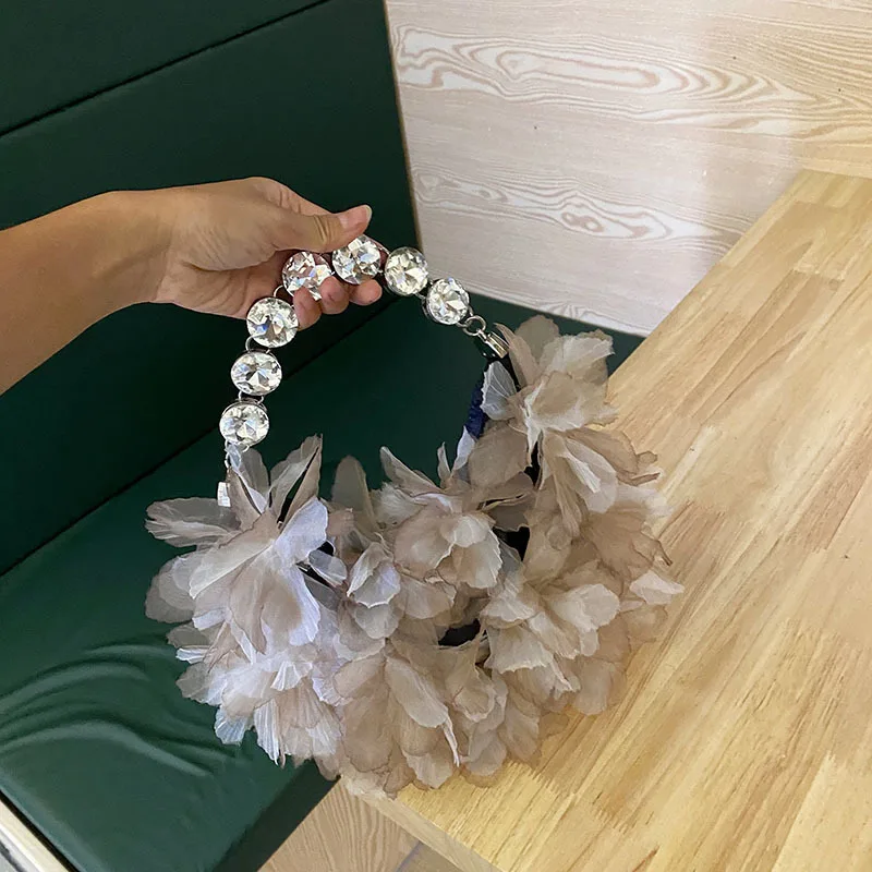 Handtaschen Hochzeitstasche Blumendruck Damen Strand-Umhängetasche Damen-Kettentasche – Detail 3