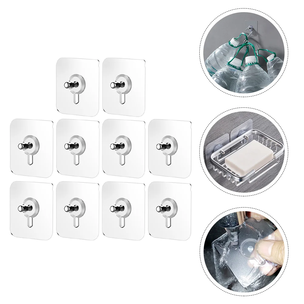 10 Pcs No Trace Screw Sticker Kitchen Hooks Door Round Stickers Seamless Adhesive Pads Non-Trace Wall Mount Coat Rack up Self