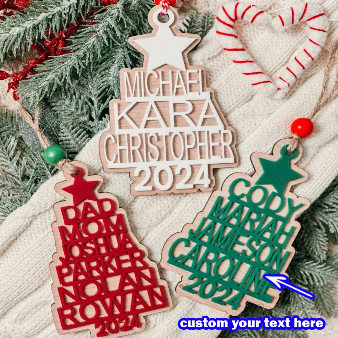 Adorno familiar de árbol de Navidad apilado |   Adorno navideño familiar personalizado |   Regalos de Navidad |   Regalos para abuelos