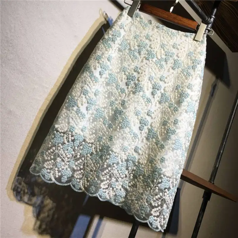 

Mesh lace overskirt bag hip skirt female summer and autumn new high waist casual fashion temperament Joker long skirt.