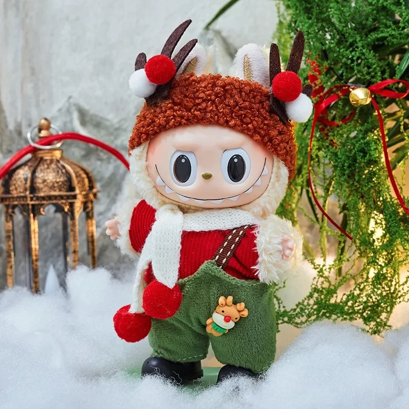 17cm Clothes For Labubu I II Bell Shawl Outfit Christmas Cape Snowman Deer Korea Kpop Exo Clothing Plush Doll Clothes